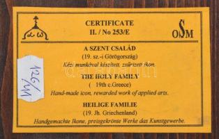 Oktató ikon másolat, A Szent család 19. sz. Görögország. Vegyes technika, fa. 28x18cm
