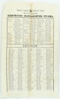 1867 Szeged sz. kir. város megválasztott alkotmányos tisztviselőinek névsora hirdetmény 31x50 cm