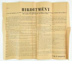 1889 Szeszes italok árusítására vonakozó pénzügyminiszeri rendelet hirdetménye 57x46 cm