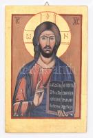 Ikon másolat, Gősi Adrienne: Pantokrátor Krisztus 15. sz. Szent Katalin kolostor, Szerbia. Vegyes technika, fa. 21x14cm