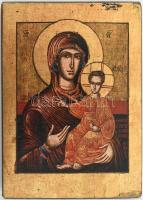 Ikon másolat, Stellaart: Isten anyja a gyermekével, 18, sz, . Vegyes technika, fa. 13x9,5cm