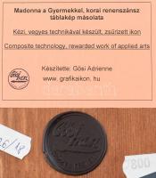 Ikon másolat, Gősi Adrienne: Madonna a gyermekkel, . Vegyes technika, fa. 12x10cm
