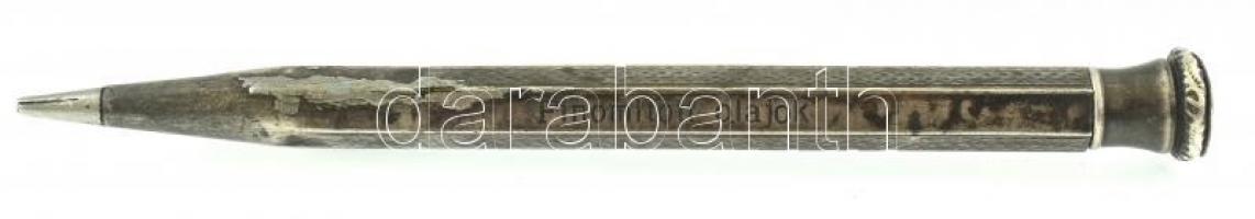 Ezüst(Ag) ceruza, jelzett, sérült, javított, h: 11,5 cm, bruttó: 14,2 g