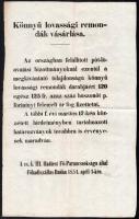 1854 Könnyűlovassági remondák vásárlására irányuló hirdetmény 22x37 cm