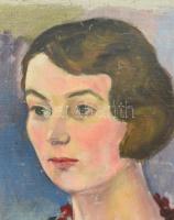 Mannheim Róza (1880-1965): Art-deco hölgy portréja, 1931. Olaj, vászon, jelzett, vakkeret nélkül, ki...