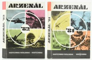 Arzenál '81 - '82. Haditechnika fiataloknak. (Két kötet.) Szerk.: Szentesi György. Bp., 1981-1982, Zrínyi Katonai Kiadó. Gazdag képanyaggal illusztrálva. Kiadói kartonált papírkötés, kissé sérült borítóval.