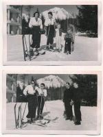 Tátraszéplak, Tatranska Polianka, Westerheim (Magas-Tátra, Vysoké Tatry); síelők télen / skiing people in winter, sport. Foto Tizián - 2 db régi fotó / 2 pre-1945 photos