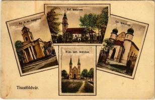 Tiszaföldvár, református, római katolikus, izraelita és ágostai evangélikus templom, zsinagóga (EK)