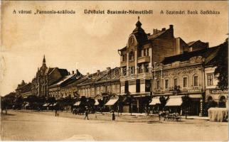 Szatmárnémeti, Satu Mare; Városi Pannonia szálloda, Huszár Aladár és Kellner üzlete / hotel, shops (EK)