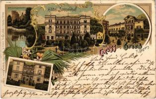 1903 Bolzano, Bozen (Südtirol); Gries, Park and Hotel Sonnenhof, Villa Wilhelma and Loreley. Art Nouveau, floral, litho (EK)