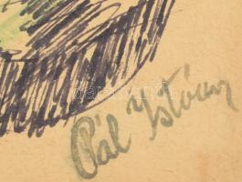 Pál István (1888-1939): Expresszív táj. Akvarell, tus, karton, jelzett. 35,5×47 cm