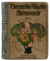 1914 Ország-Világ Almanach. 1914 - I. Szerk.: Váradi Antal, Falk Zsigmond. Bp., Országos Irodalmi Rt., 282+6 p. Deli A., Dománovits J., Gaiger M., Hein J., Jobbágyi M., Károly E., Lénárd I., Mund H., N. Feleky Gy., Palcsó D. és Palcsó K. festőművészek rajzaival. Kiadói aranyozott, festett, illusztrált félvászon-kötésben, névbejegyzéssel, kopott borítóval.