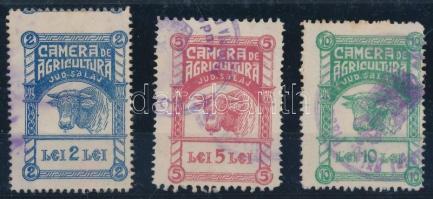 1925 Szilágy megye (Zilah) 3 db mezőgazdasági kamara illetékbélyeg