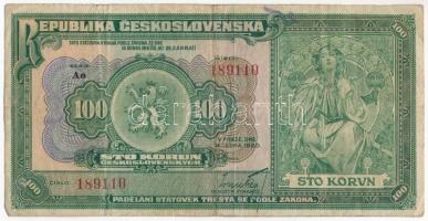 Csehszlovákia 1920. 100K T:III Czechoslovakia 1920. 100 Korun C:F Krause 17a
