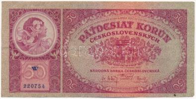 Csehszlovákia 1920. 50K T:III szakadás
Czechoslovakia 1920. 50 Korun C:F tear
Krause 22a