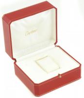 Cartier óradoboz, belsejében kopásokkal, 13×15×9 cm