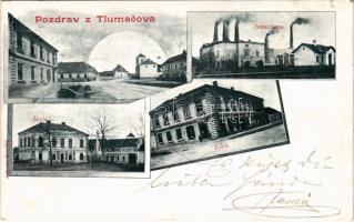 1900 Tlumacov, Cementárna, Skola, Posta / street view, cement factory, school, post office (EK)
