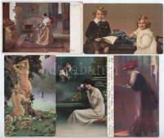 62 db RÉGI motívum képeslap vegyes minőségben: hölgyek, párok, gyerekek, üdvözlő, művész és zsáner /...