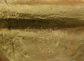 Réz asztali tintatartó porcelán betéttel, jó állapotban, 32×24 cm