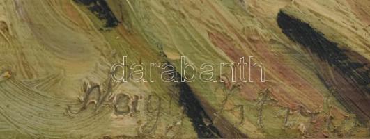 Nagy István jelzéssel: Libapásztor. Olaj, karton, fa keretben, 23×33 cm