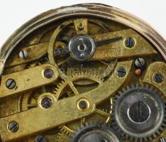 Arany (Au) 14K női zsebóra, hátlap lejár, nem működik, d: 3 cm, bruttó: 17,21 g