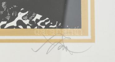 Szász Endre (1926-2003): Női fej mélytengeri halakkal. Művész próbanyomat. Szitanyomat, papír, jelze...