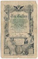 1866. 1G STN vízjeles papíron, CF28 sorszámmal T:IV Austrian Empire 1866. 1 Gulden on STN watermark paper, CF28 serial C:G Adamo G97