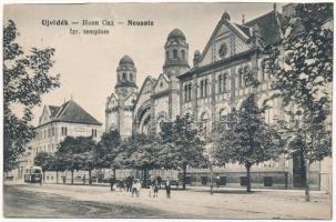 Újvidék, Neusatz, Novi Sad; Izraelita templom, zsinagóga, villamos / synagogue, tram