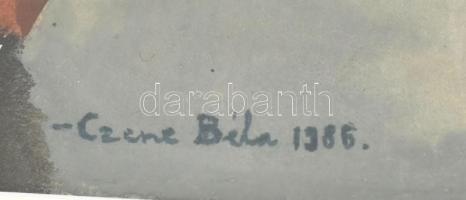 Czene Béla (1911-1999): Kikötő. Akvarell, karton, jelzett. Üvegezett fa keretben, 33×46 cm