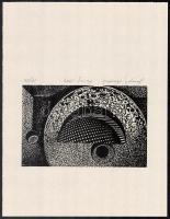Joseph Kádár (1936-2019): Dualista kompozíció. Szitanyomat, papír, jelzett, számozott: 18/50. 12x19 cm