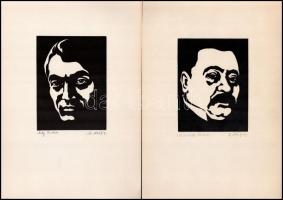 M. Kiss József (1936-1999): Történelmi alakok, 7 db linómetszet, papír, jelzettek, 14×11 cm