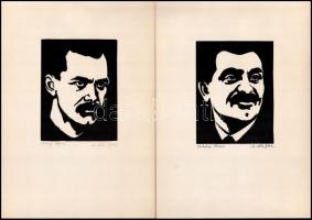 M. Kiss József (1936-1999): Történelmi alakok, 7 db linómetszet, papír, jelzettek, 14×11 cm