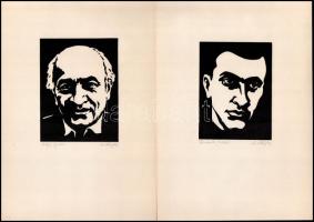 M. Kiss József (1936-1999): Történelmi alakok, 7 db linómetszet, papír, jelzettek, 14×11 cm