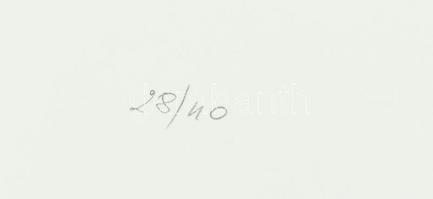 Hetey Katalin (1924-2010): Geometrikus kompozíció. Szitanyomat, papír. Jelzett. Számozott (28/40). L...