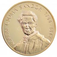 Bognár György (1944-) 1992. "Magyarok III. Világkongresszusa / Kőrösi Csoma Sándor" aranyozott fém emlékérem (42,5mm) T:PP ujjlenyomat