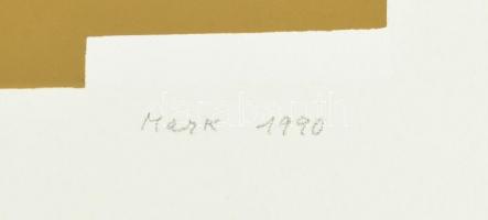 Mark (Márkus), Anna (1928-): Konstruktivista kompozíció, 1990. Szitanyomat, papír, jelzett, művészpé...