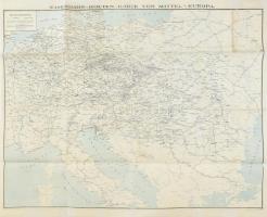 cca 1910 Európa és Közép-Európa vasúti térképe 78 x 68 cm