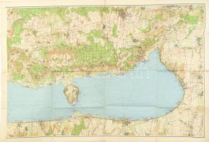 A Balaton keleti medencéjének térképe, hajtásnál kis szakadásokal 91x60 cm