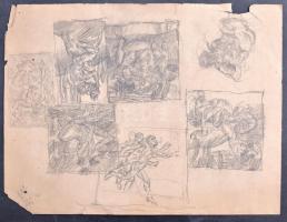 Nemes Lampérth József (1891-1924): Geometrikus formák, 1909-10 körül. Tus, papír, jelzett: Lampérth ...