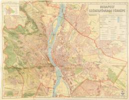 Budapest M. kir. Székesfőváros térképe. M. kir térképészeti intézet. 70x90 cm