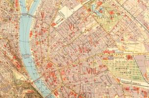 Budapest M. kir. Székesfőváros térképe. M. kir térképészeti intézet. 70x90 cm