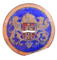 ~1930. Budapest városi címeres zománcozott Br jelvény, lapkavég (28mm) T:2