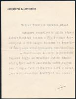 1923 Hardy Kálmán (1890-1980) sorhajóhadnagy, később a folyamőrség parancsnoka által, mint a kormányzó szárnysegéde írt, saját kezűleg aláírt levél. Fejléces levélpapíron, borítékban, a borítékon 2 x 50K és 2 x 25K Hivatalos bélyeggel.