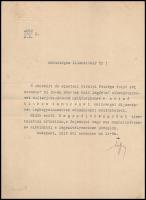 1915 Bp., Tisza István (1861-1918) miniszterelnök saját kezűleg aláírt, hivatalos levele, belső titkos tanácsosi kinevezés tárgyában, dombornyomott fejléces (Magyar Királyi Miniszterelnök) levélpapíron.