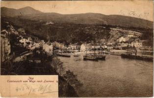 1902 Ika, Ica (Abbazia, Opatija); Totalansicht vom Wege nach Lovrana / general view, port (ragasztónyom / glue marks)