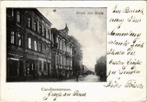 1901 Griez, Carolinenstrasse / street view, shop of Louis Oelssner (cut)