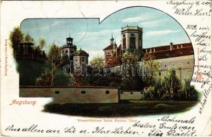 1901 Augsburg, Wassertürme beim Rothen Thor / water tower, gate (EK)