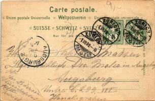 1900 Zürich, Zurich; Bahnhofplatz / railway station, horse-drawn tram, hotel (fa)