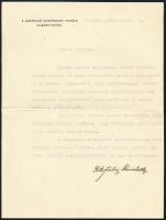 1940 vitéz Fábry Dániel őrnagy, József főherceg szárnysegédje, majd a Legfelső Honvédelmi Tanács Vezértitkárának autográf aláírással ellátott levele