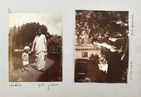 cca 1912-1915 Régi fotó album 85 db képpel: családi, gyermekjátékok, katonai, hölgyek, lakás belsők,...